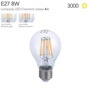 LUXA-E27-8C LAMPADINA LED FILAMENTO E27 8W 1055LM 2700K 300Â° 60*105mm