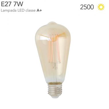 Lampadina ambra 4 filamenti led e27 7w 725lm 2500k 360Â° d64x140mm