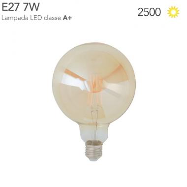 Lampadina ambra 4 filamenti led e27 7w 725lm 2500k 360Â° d125x178mm
