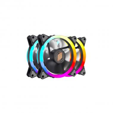 Ventola Noua Lips 1 Black 1200Rpm PWM 16 Led Dual Halo RGB Rainbow Addressable 120x120x25mm Antivibration