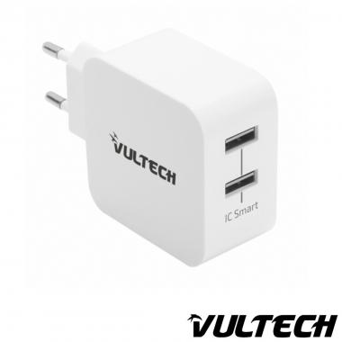 Caricatore Adattatore Universale Vultech CC-224WH 2 Porta Usb 4,8A 24W - Bianco