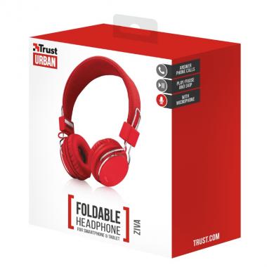 Cuffie Trust Ziva Foldable Jack 3.5 Android e iOS Rosse