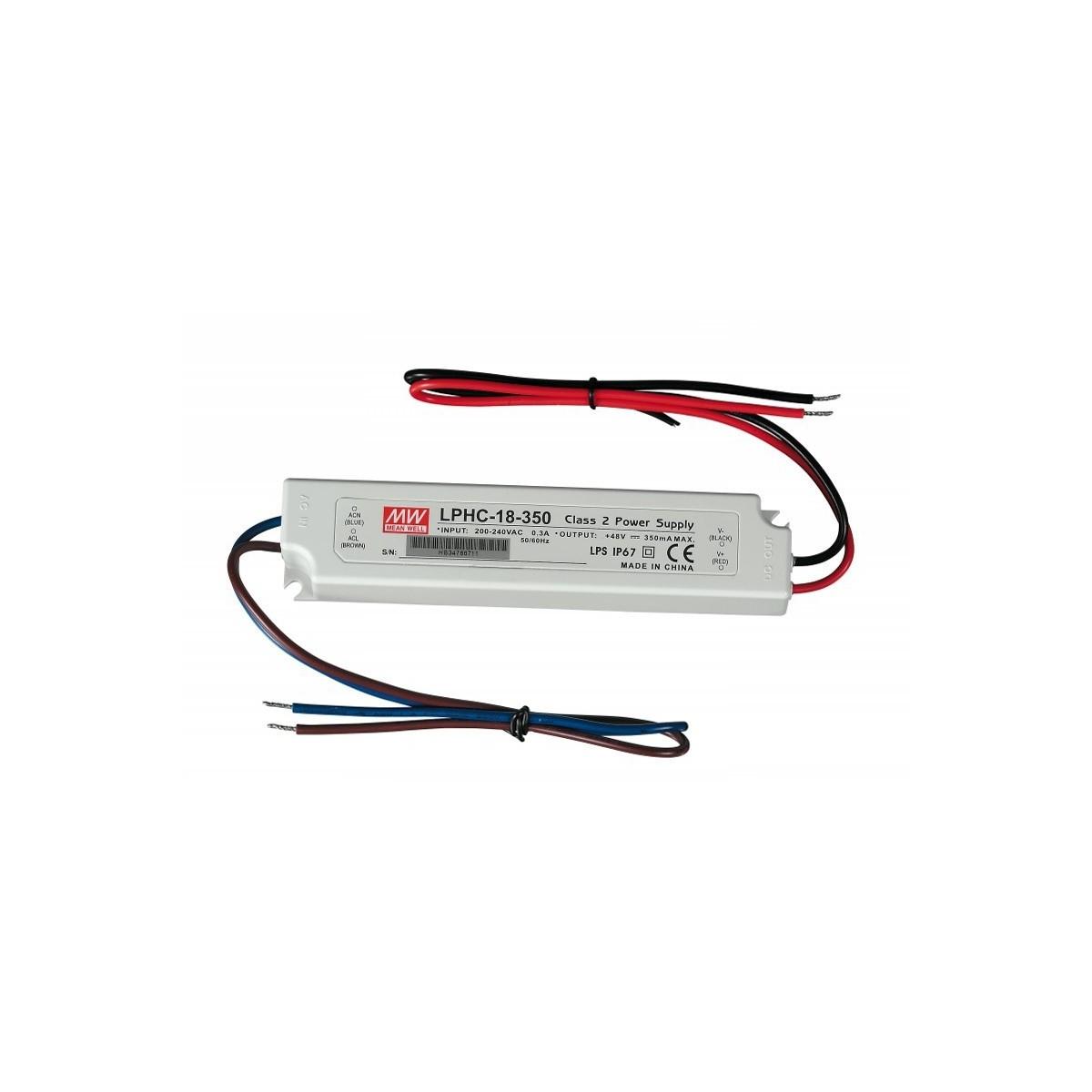 ALIMENTATORE DRIVER CORRENTE COSTANTE IP67 18W OUTPUT DC 350mA 6-48V INPUT 200-240V