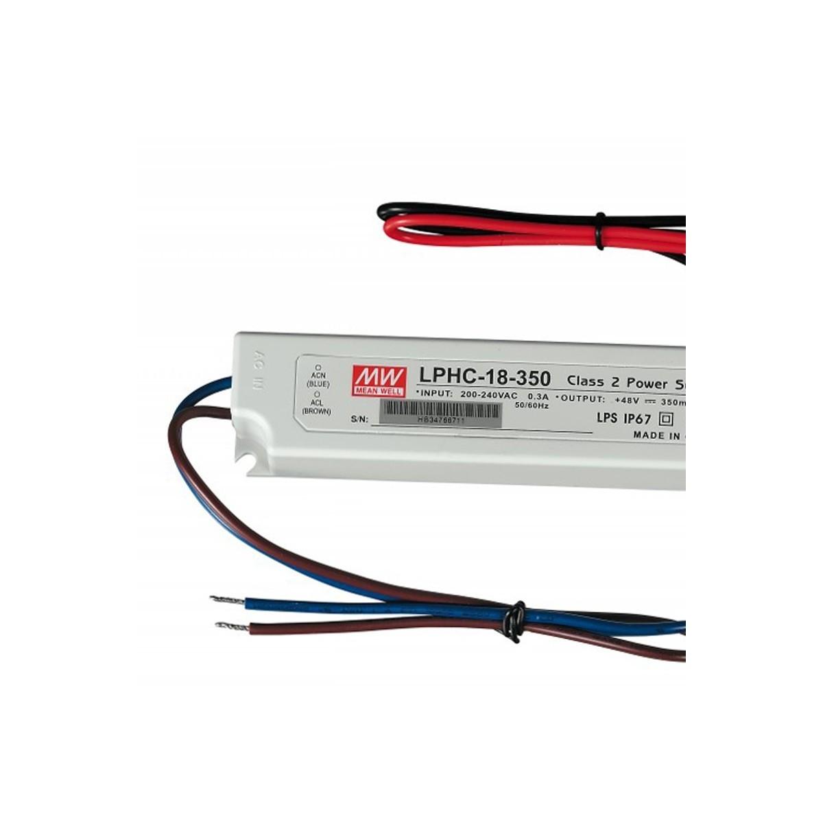 ALIMENTATORE DRIVER CORRENTE COSTANTE IP67 18W OUTPUT DC 350mA 6-48V INPUT 200-240V